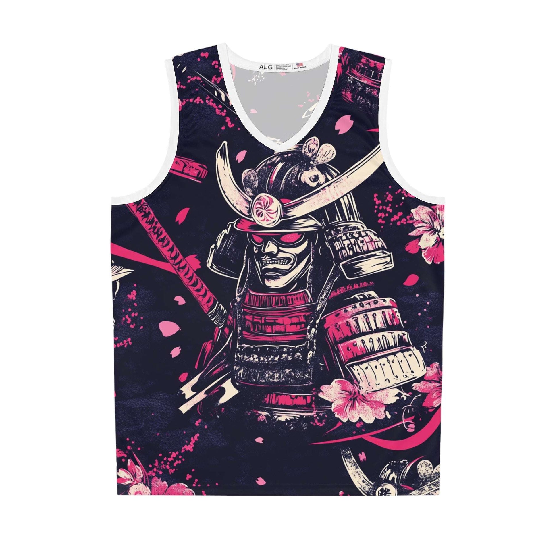 Samurai Themed Basketball Jersey - Bold Floral Design for Sports Enthusiasts