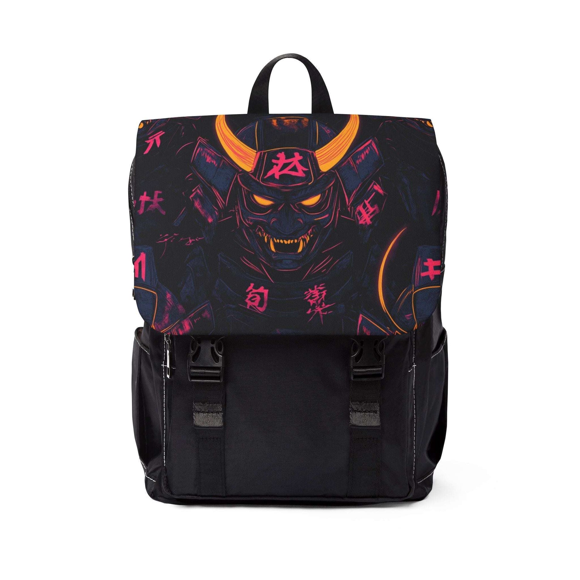 Unisex Casual Samurai-Inspired Shoulder Backpack - Bold Design for Everyday Adventures