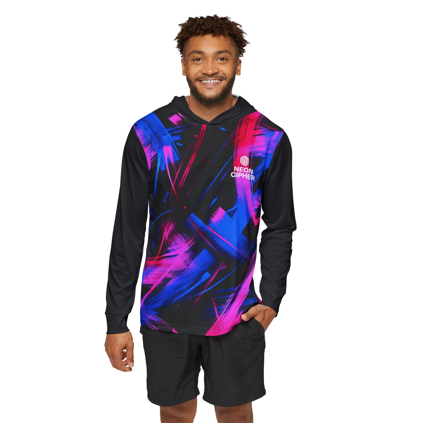 Sports Hoodie - Neon Synthwave Vaporwave Cyberpunk Design