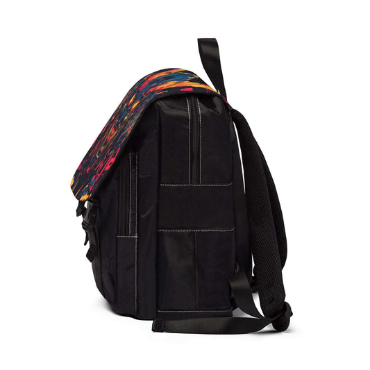 Edgy Graphic Unisex Shoulder Backpack - Vibrant Demon Design