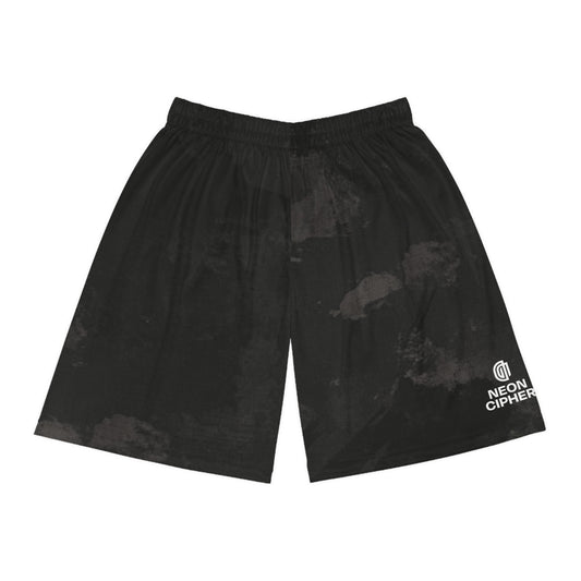 Basketball Shorts Abstract Camouflage Pattern Black Gray