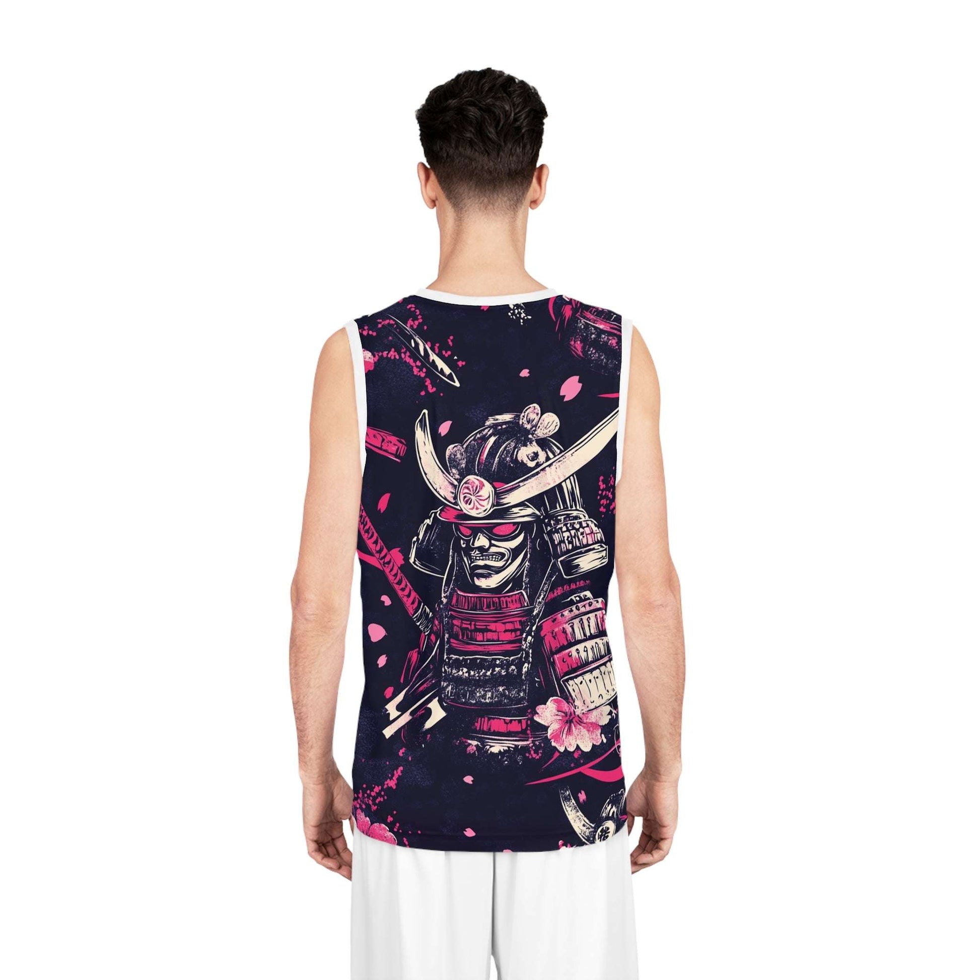 Samurai Themed Basketball Jersey - Bold Floral Design for Sports Enthusiasts