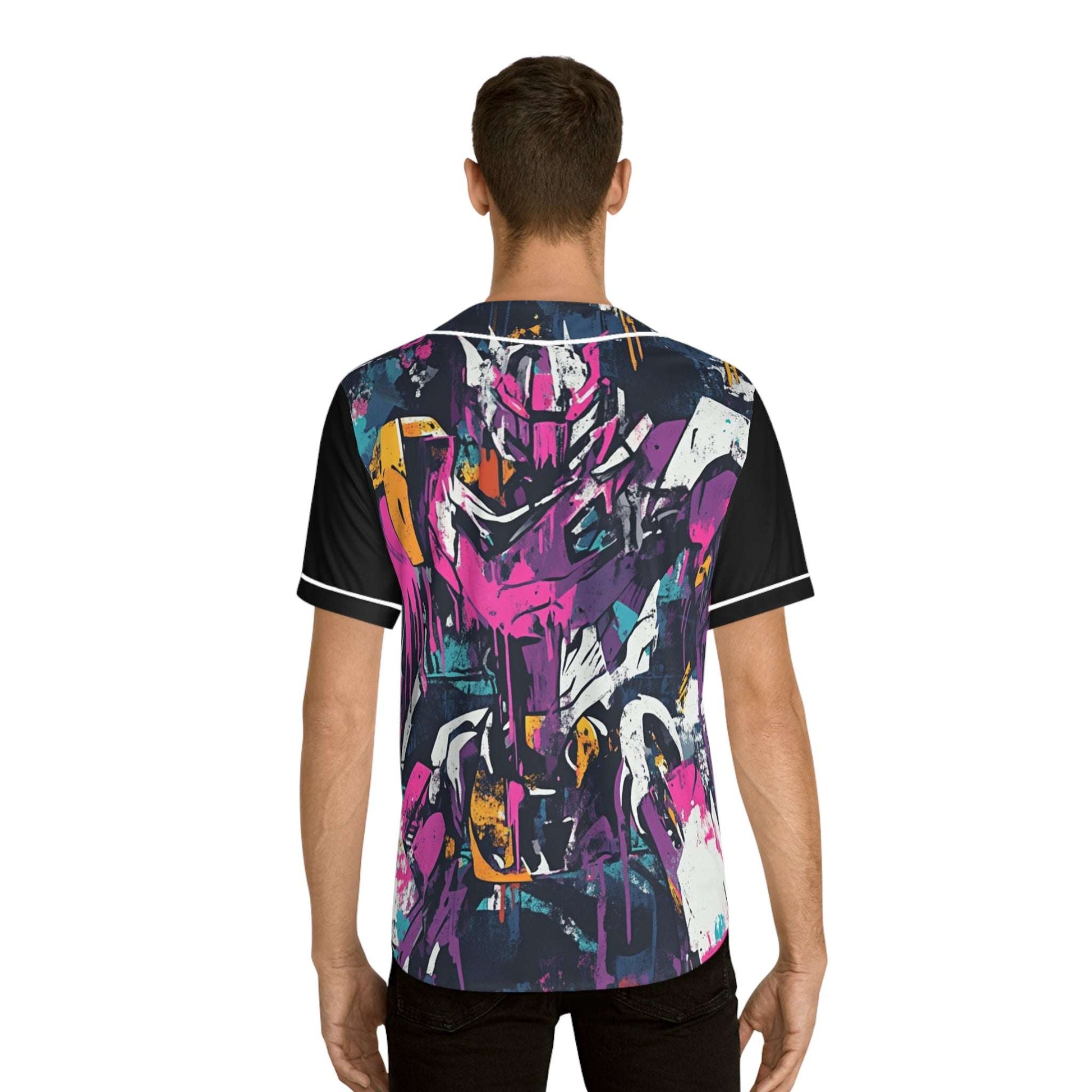 Neon Cipher Graffiti Gundam Men's Baseball Jersey - Graphic Sports Tee for Casual Style