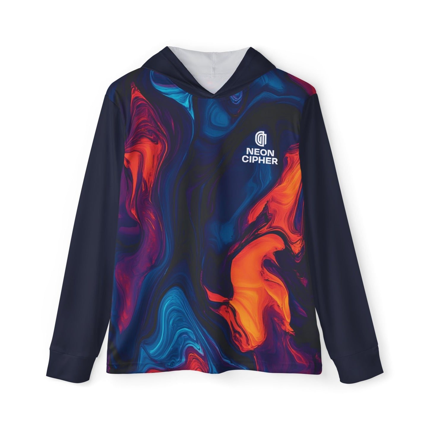 Men's Sports Warmup Hoodie - Vibrant Neon Abstract Design