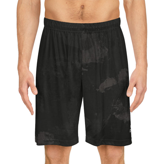 Basketball Shorts Abstract Camouflage Pattern Black Gray