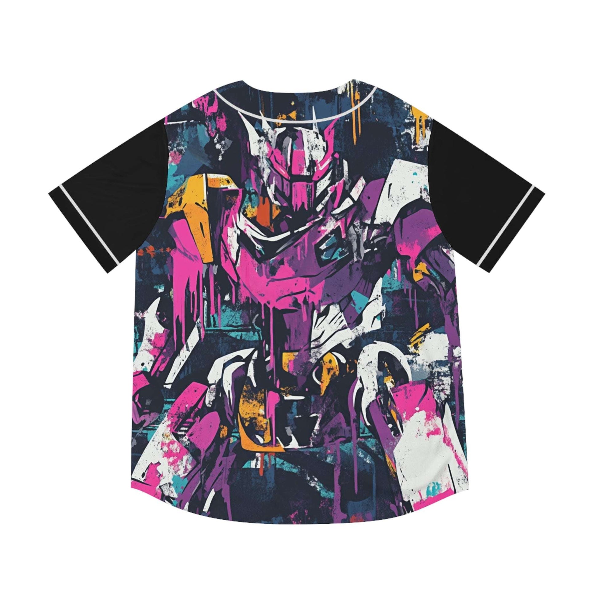 Neon Cipher Graffiti Gundam Men's Baseball Jersey - Graphic Sports Tee for Casual Style