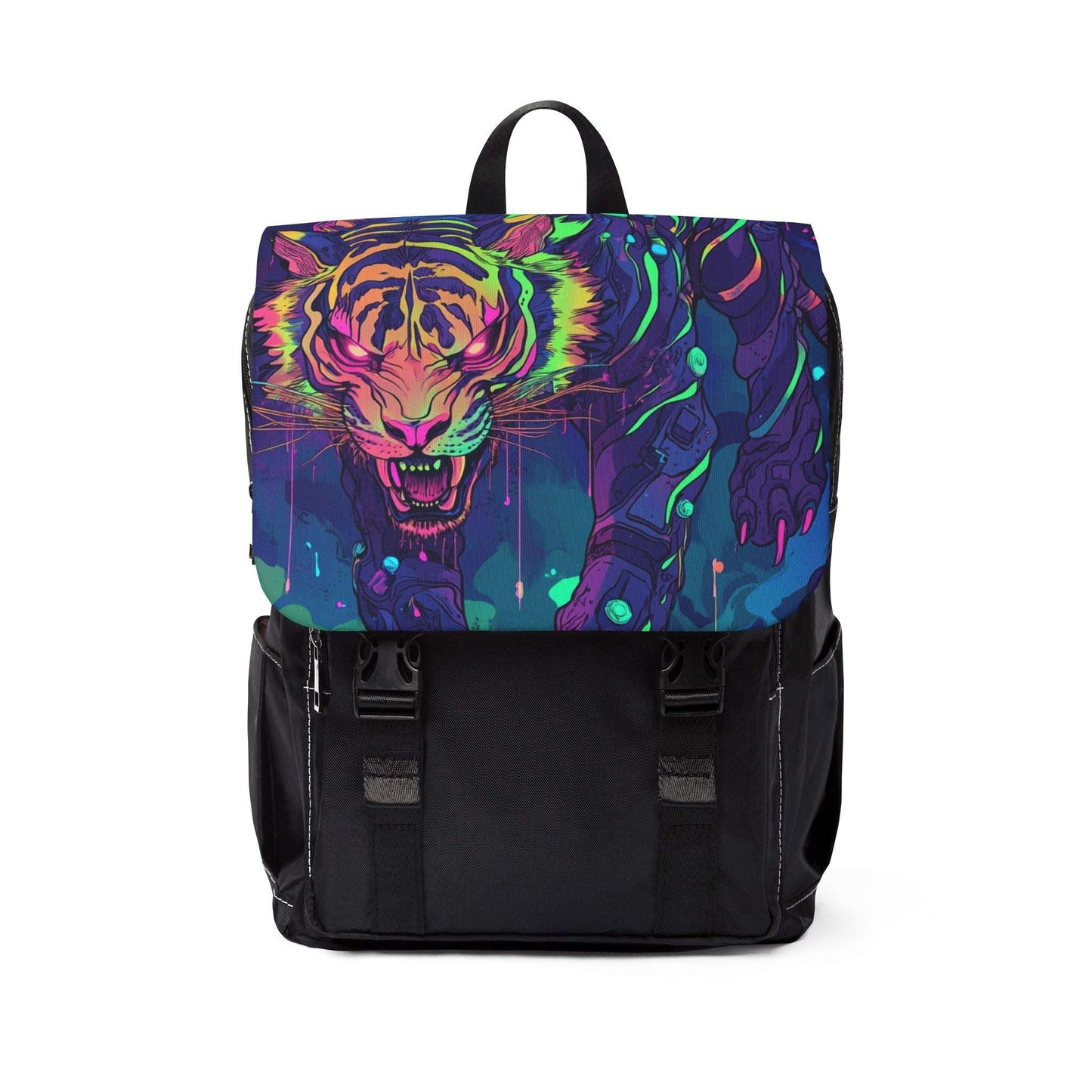 Vibrant Tiger Graphic Unisex Shoulder Backpack - Casual Urban Style