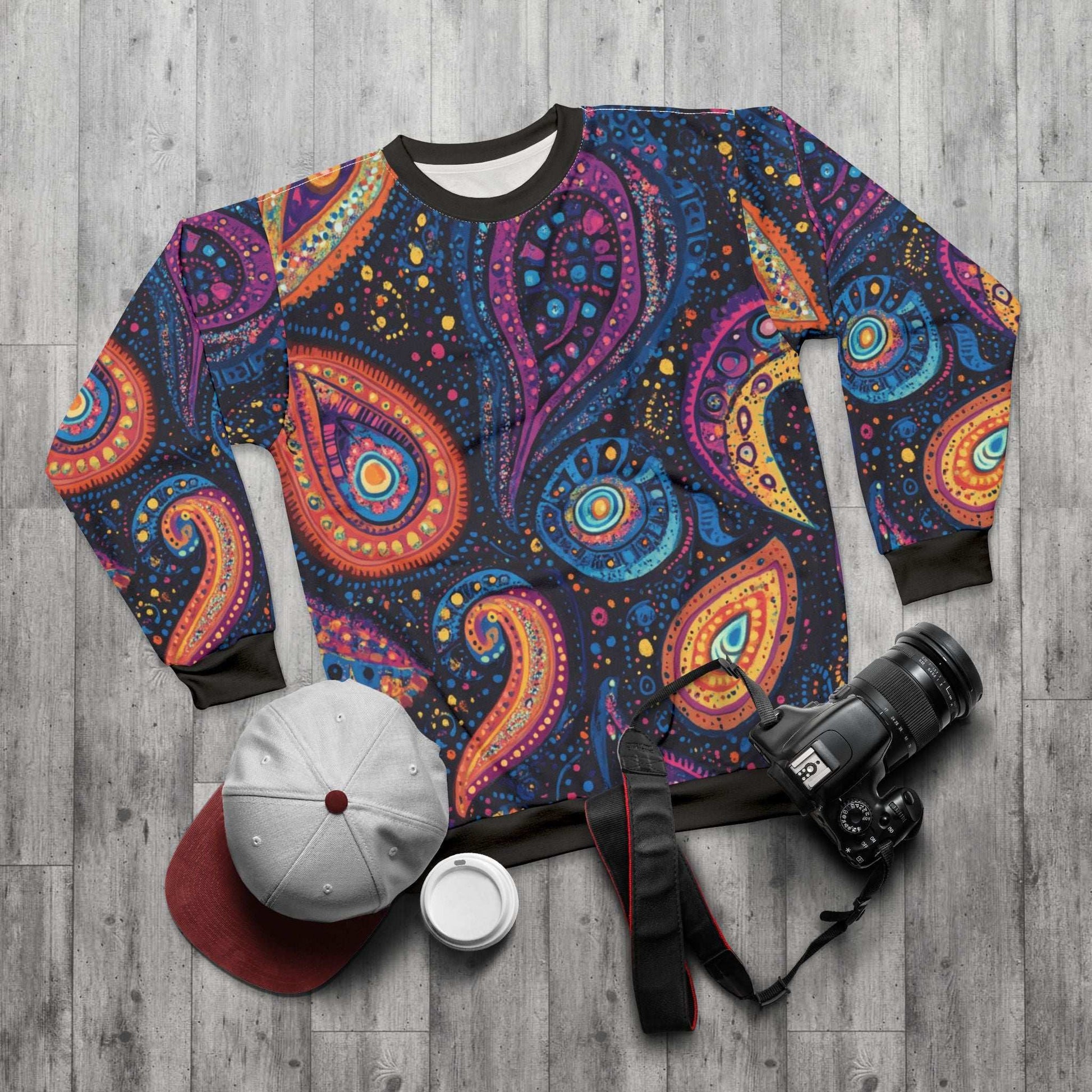 Colorful Bohemian Unisex Sweatshirt - Vibrant Paisley Design