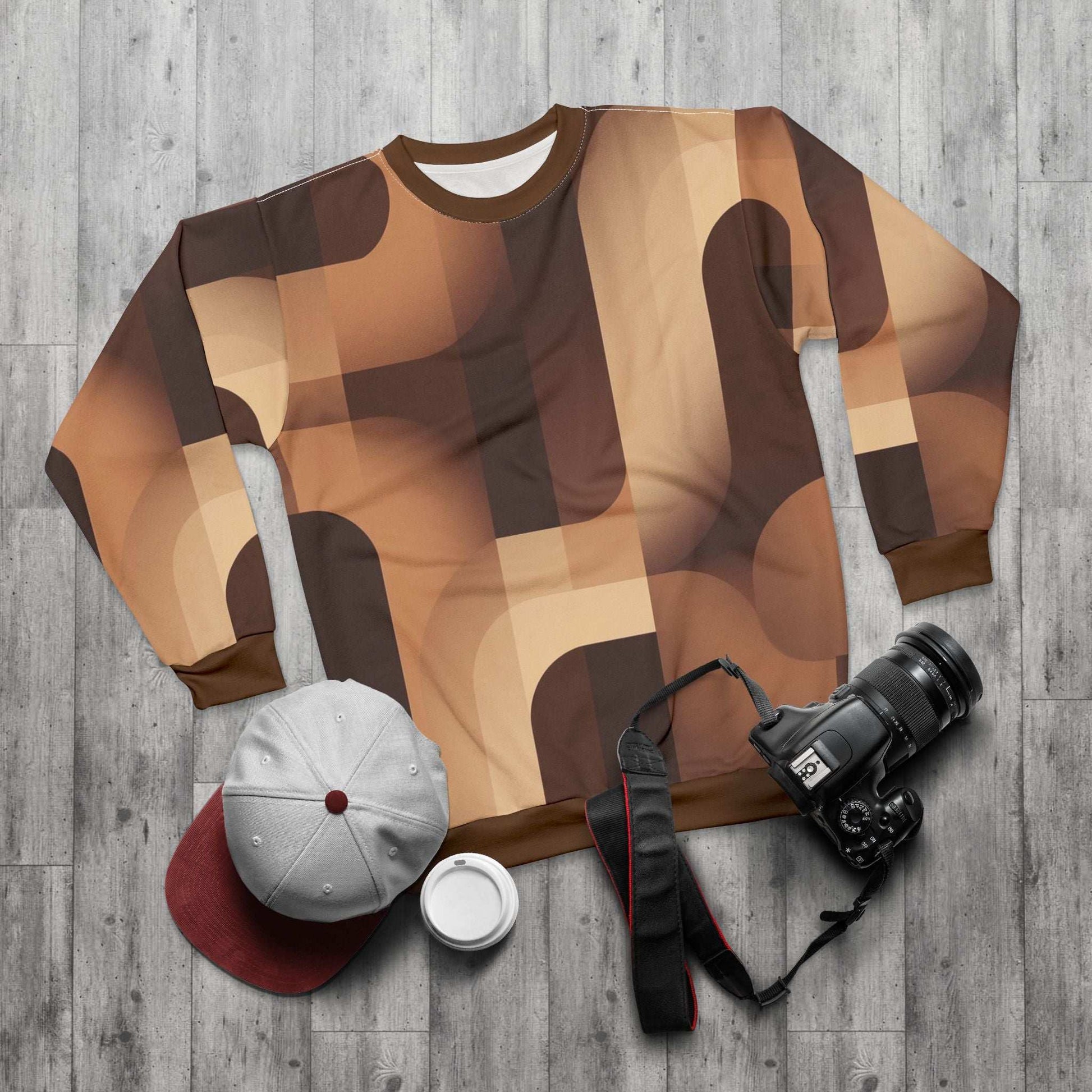 Mocha Mousse Monochrome Unisex Sweatshirt - Earthy Abstract Design