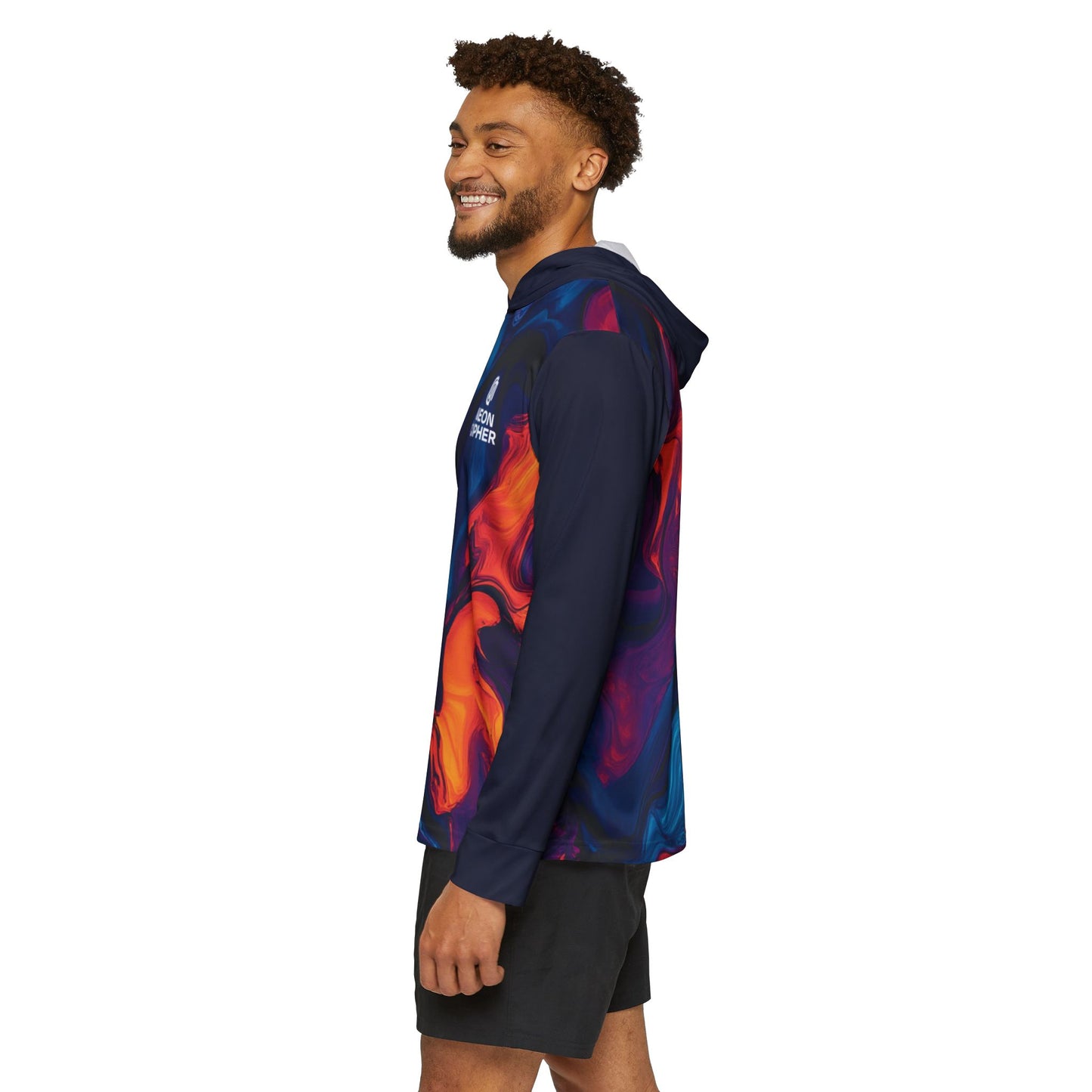 Men's Sports Warmup Hoodie - Vibrant Neon Abstract Design