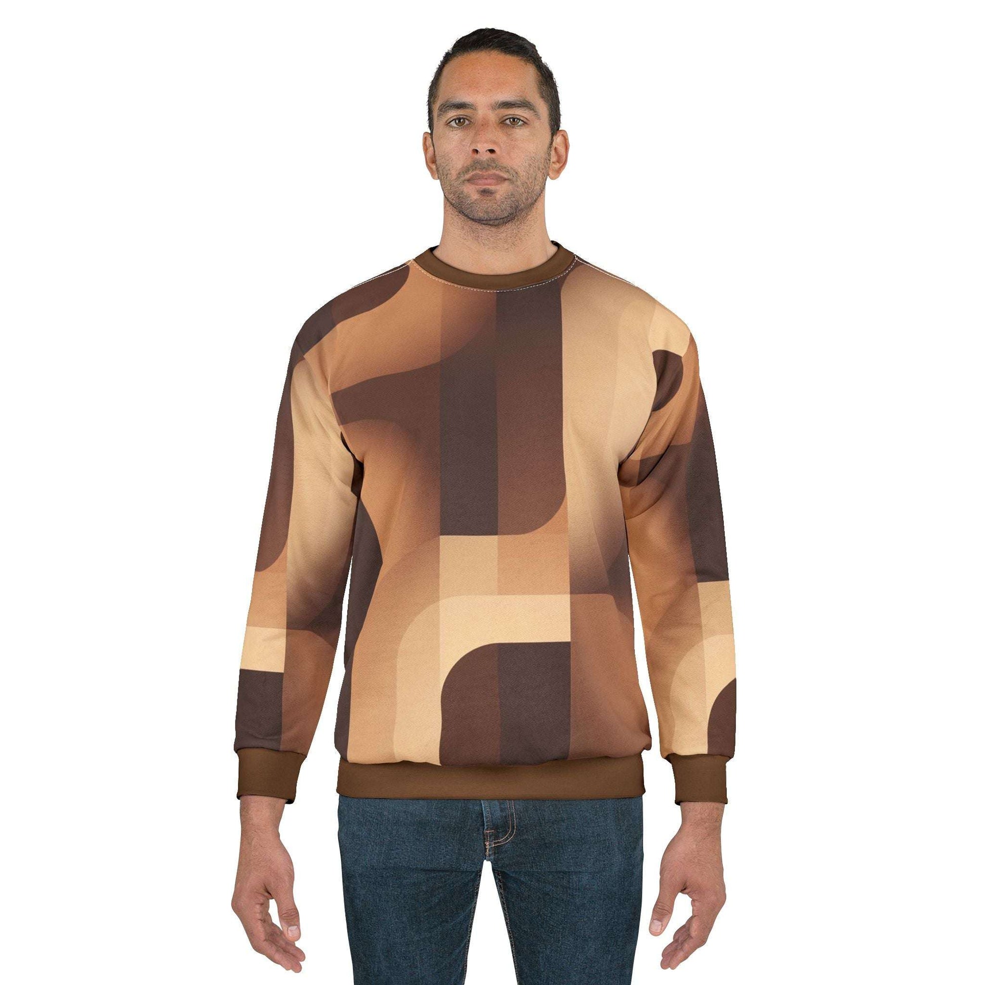 Mocha Mousse Monochrome Unisex Sweatshirt - Earthy Abstract Design