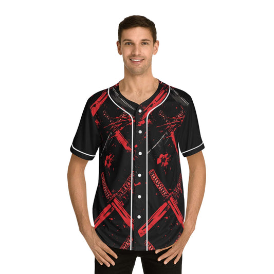 Men's Baseball Jersey - Samurai Sword Design, Perfect for Game Day or Casual Wear