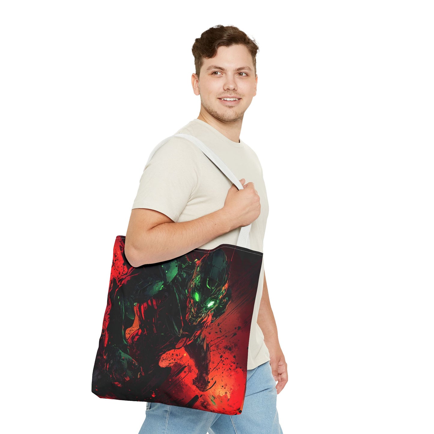 Vibrant Graphic Tote Bag - Futuristic Design for Sci-Fi Lovers