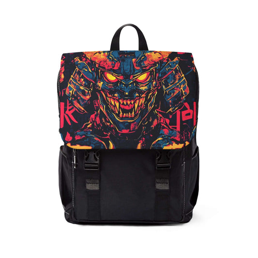 Edgy Graphic Unisex Shoulder Backpack - Vibrant Demon Design