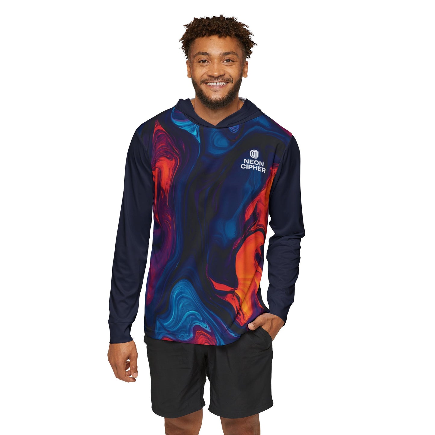 Men's Sports Warmup Hoodie - Vibrant Neon Abstract Design